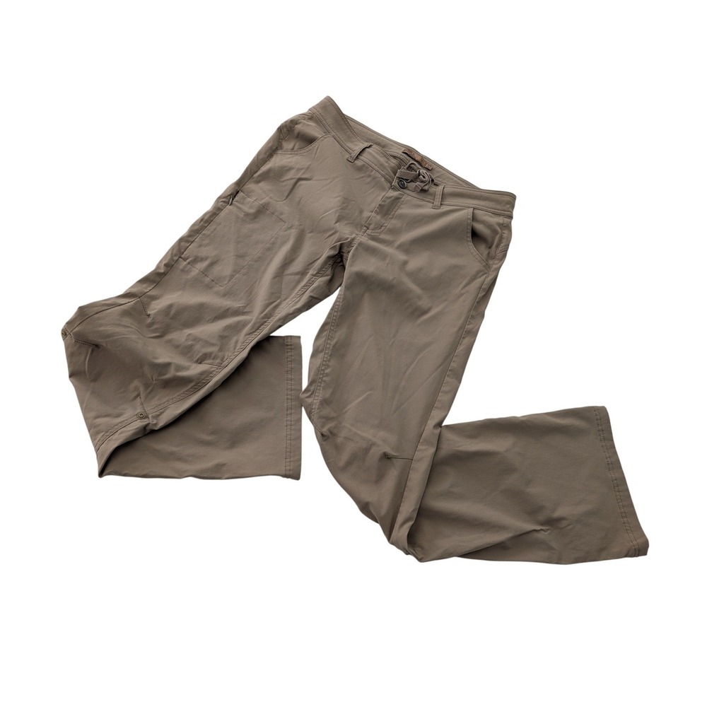 Prana Halle Hiking Pants Tan Khaki Roll Up Leg Stretch Zion Womens Size 12 Reg